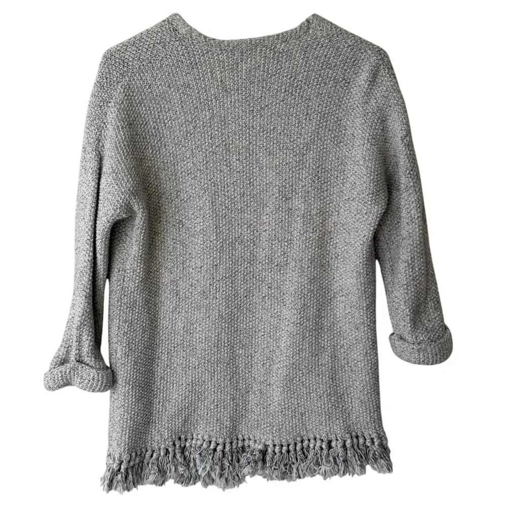 Madewell Womens XXS Memento Open Front Fringe Cardigan 100% Cotton Gray Textured - Picture 5 of 12